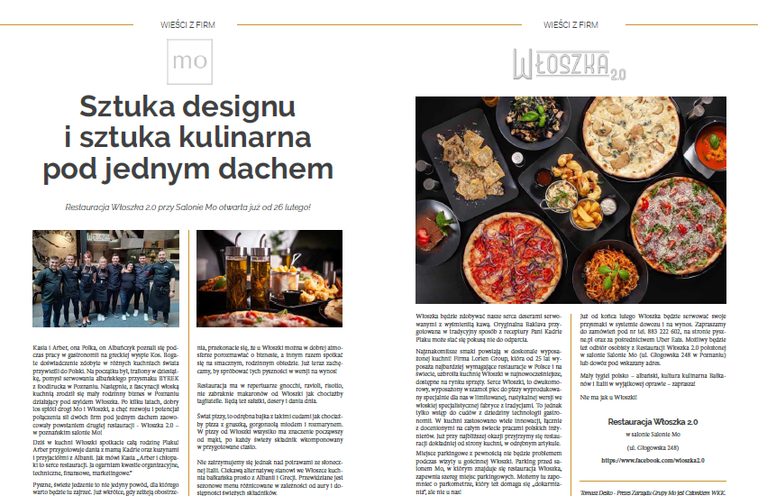 Restauracja Włoszka w biuletynie WKK