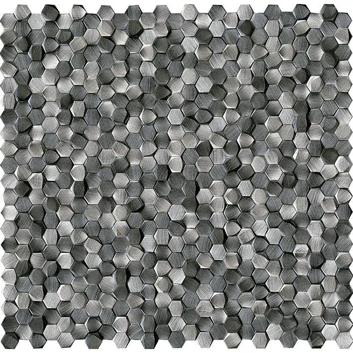 GRAVITY ALUMINIUM 3D HEXAGON METAL TITANIUM Mozaika metalowa 30.1x30.7