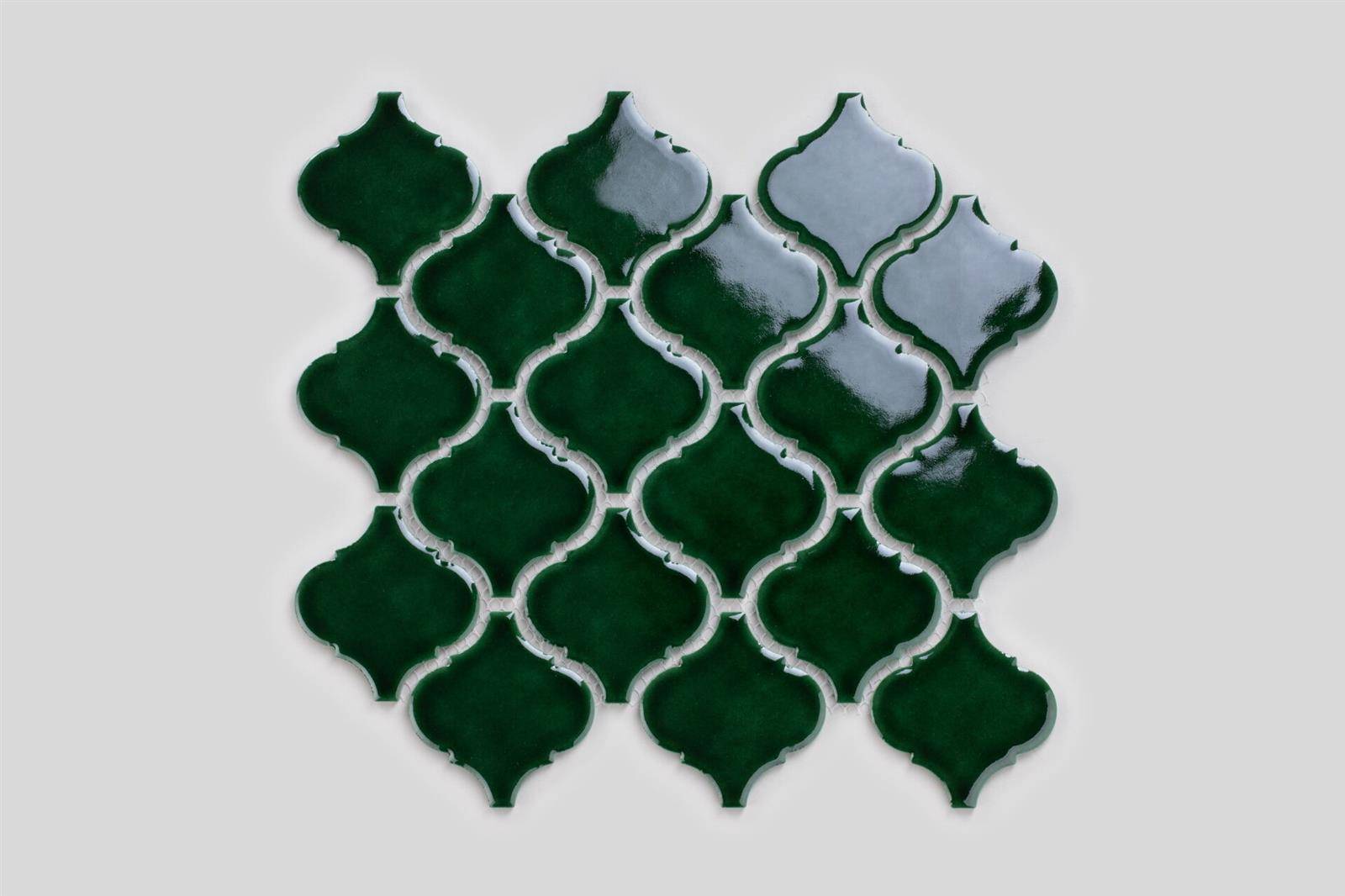 ARABESKA DUŻA EMERALD Mozaika 25.2x27.5 zielona połysk