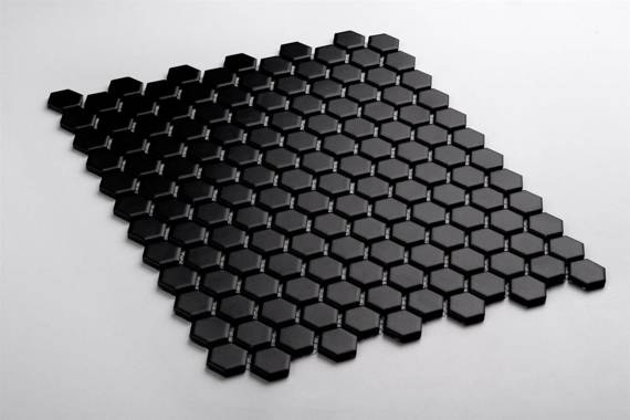 HEXAGON MAŁY Mozaika ceramiczna 26x30 czarna mat