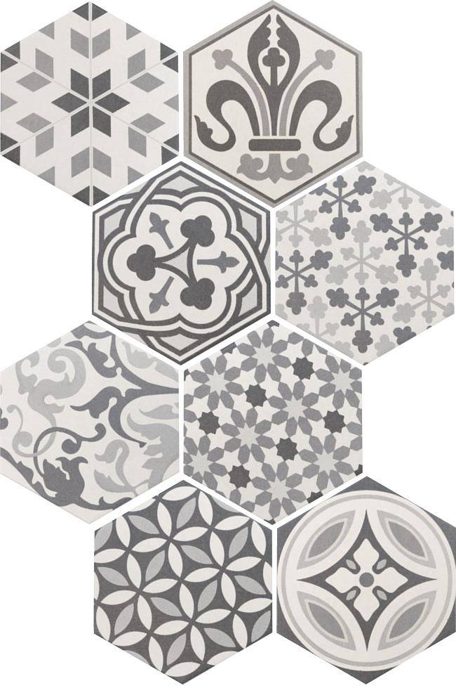 HEXATILE HARMONY B&W Płytka gresowa 17.5x20 patchwork