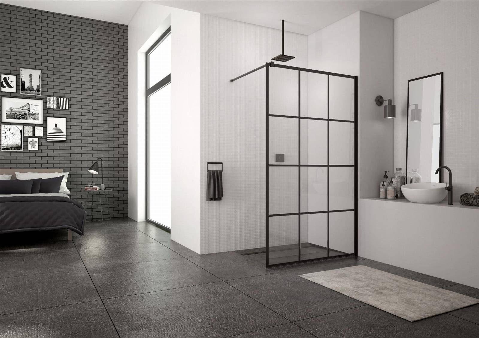 WALK-IN EASY Ścianka wolnostojąca 140x200 czarny mat